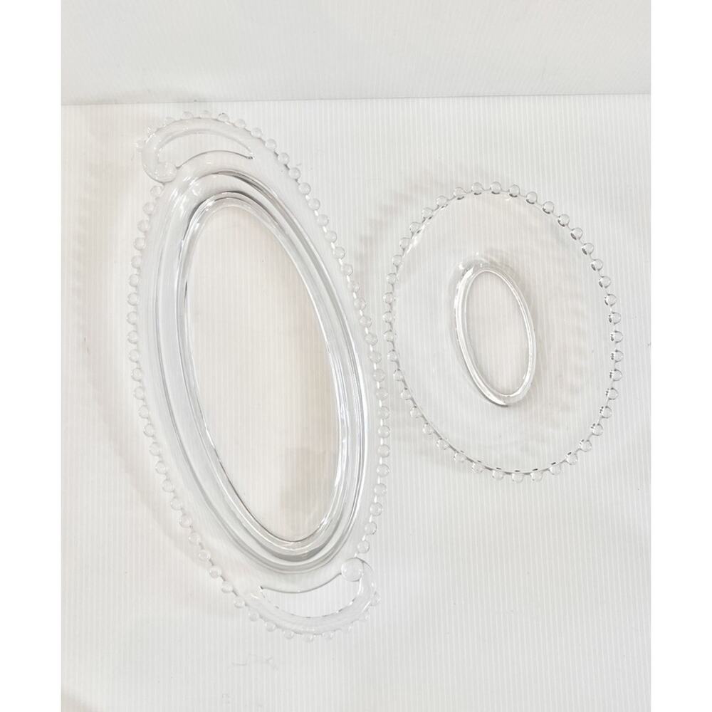 TWO Candlewick Imperial Glass Oval Serving Dish Candy Nuts Appetizers Handles